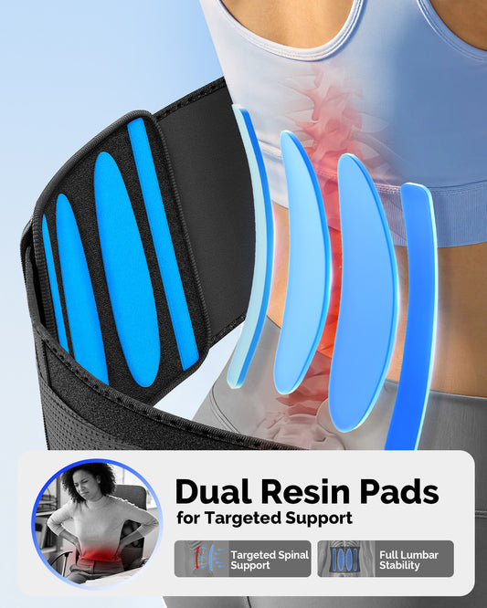 FEATOL Back Brace for Lower Back Pain – Wide Coverage Lumbar Support Belt with Removable Pad | Men & Women