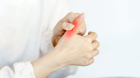 Hand showing thumb joint pain from Gamekeeper's Thumb ligament injury