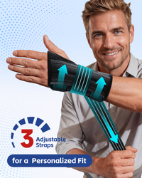 with 3 Straps for Personalized Fit
Black wrist brace with three adjustable straps, providing personalized support for daily activities.