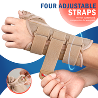 FEATOL beige wrist brace with four adjustable straps for customized compression and secure fit.
