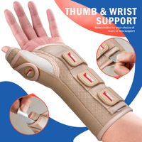 FEATOL beige wrist brace with removable aluminum splints shown, providing adjustable thumb and wrist support.