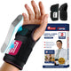 FEATOL carpal tunnel wrist brace 2-pack for left and right hand, shown with product packaging highlighting aluminum splint, targeted compression, and flexible design for daily work use