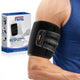 FEATOL black adjustable bicep tendonitis brace worn on the upper arm with retail box.