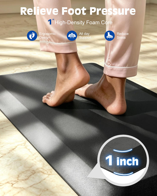 FEATOL Anti-Fatigue Mat for Standing Desk & Kitchen | 1" Extra Thick Memory Foam