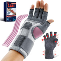 FEATOL arthritis compression glove with wrist brace and pink aluminum splint, right hand 1-set main view.