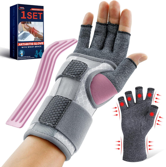 FEATOL Arthritis Compression Glove with Wrist Brace – Carpal Tunnel Night Support