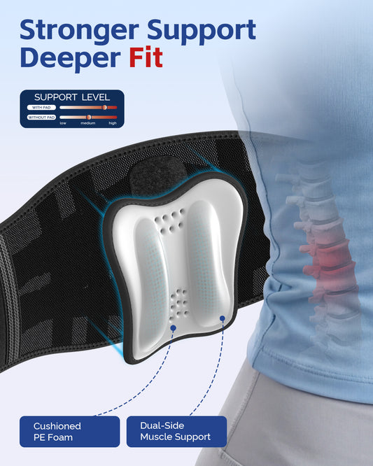 FEATOL Back Brace with Removable Dual-Side Lumbar Pad | Orange