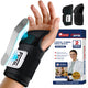 FEATOL carpal tunnel wrist brace 2-pack for left and right hand, shown with product packaging highlighting aluminum splint, targeted compression, and flexible design for daily work use