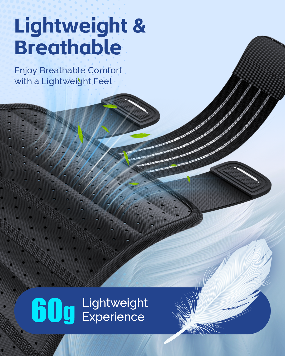 Close-up of black wrist brace showing breathable perforated design for all-day comfort and support.