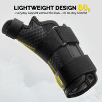 FEATOL thumb brace floating view highlighting 80g lightweight build for everyday all-day support.