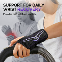 FEATOL wrist brace worn during household chores, providing stability for wrist pain relief.