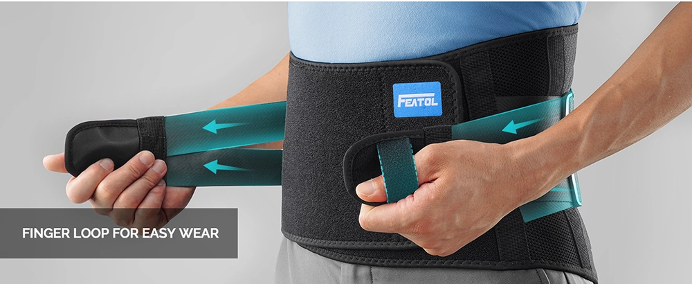 Back Brace with Finger Loop for Easy Wearing and Removal