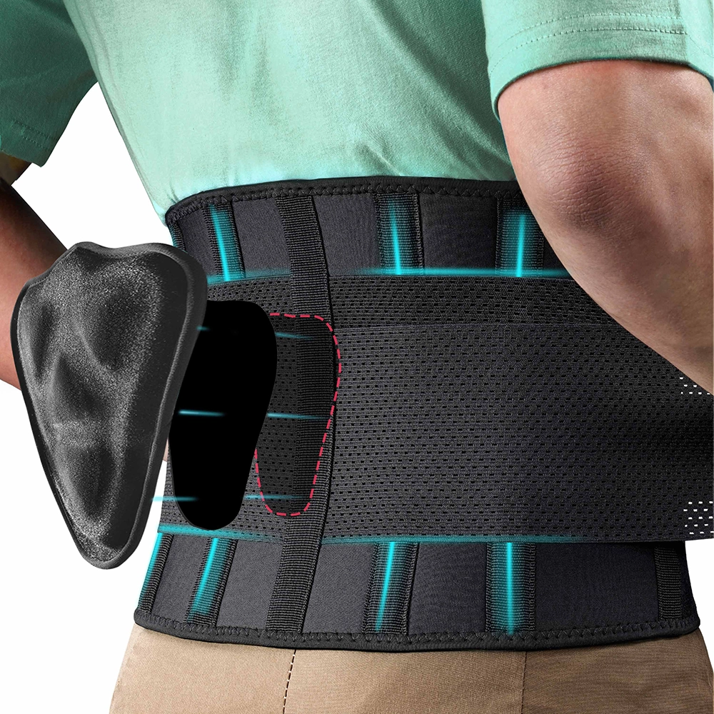 FEATOL back brace with ergonomic 3D lumbar pad for lower back pain relief