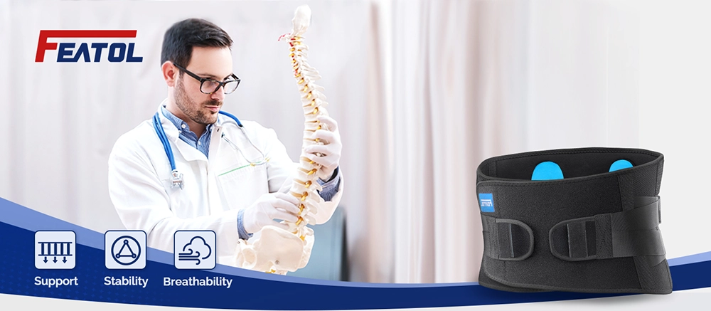 FEATOL Back Brace with 5 Lumbar Support Stays – Breathable Support for Men and Women