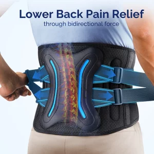 back brace with double compression straps for lower back pain relief and spine alignment