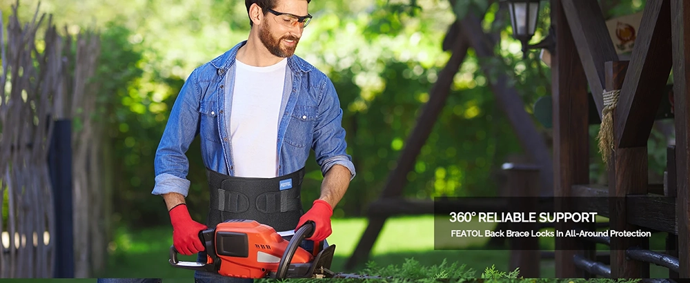 Back Brace with 5 Lumbar Support Stays – 360° Support for Work and Motion