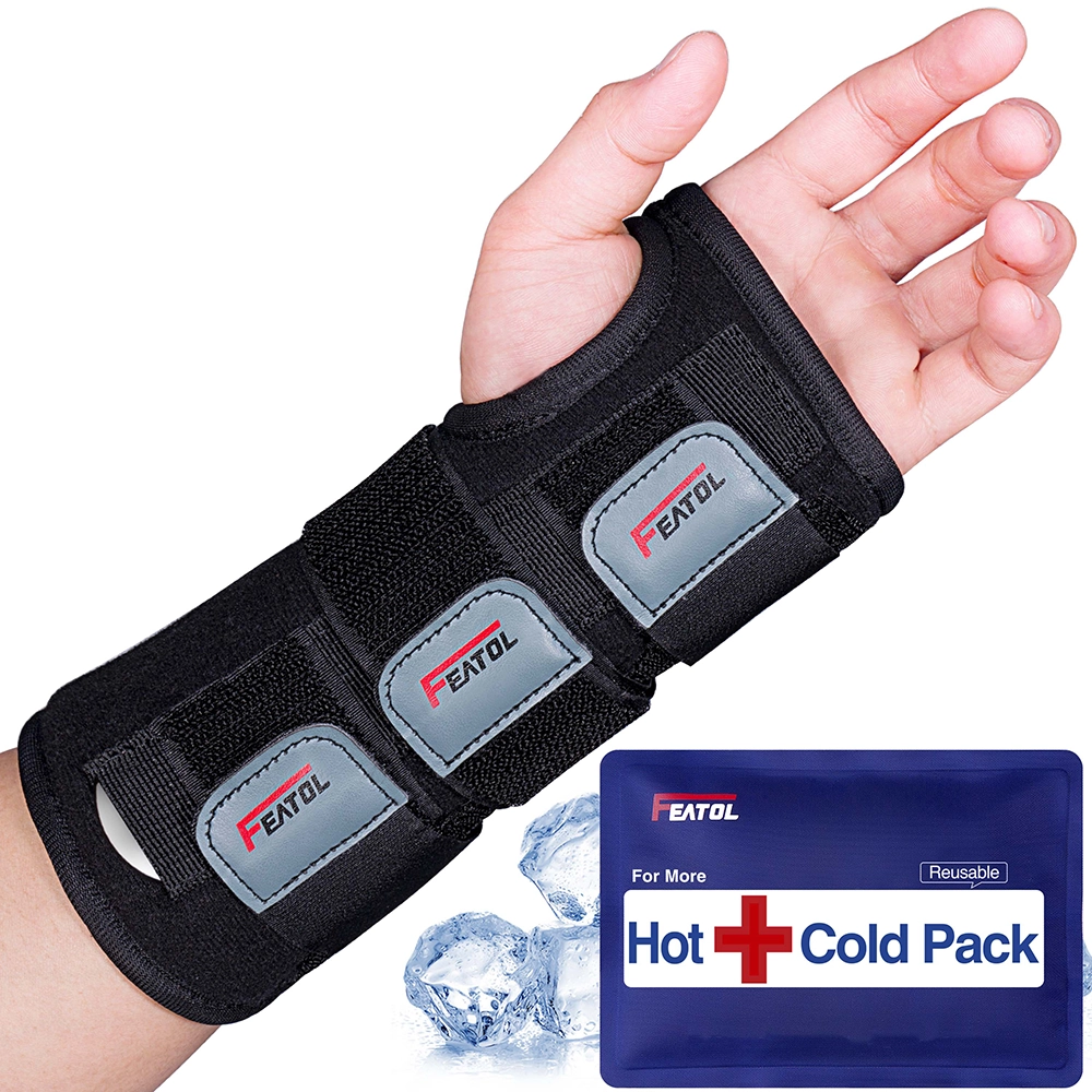 Wrist brace with hot and ice pack for pain relief