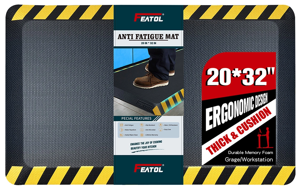 FEATOL commercial anti fatigue floor mat with ergonomic thick memory foam
