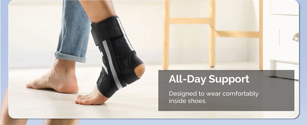 Ankle brace with low-profile design for full-day wear
