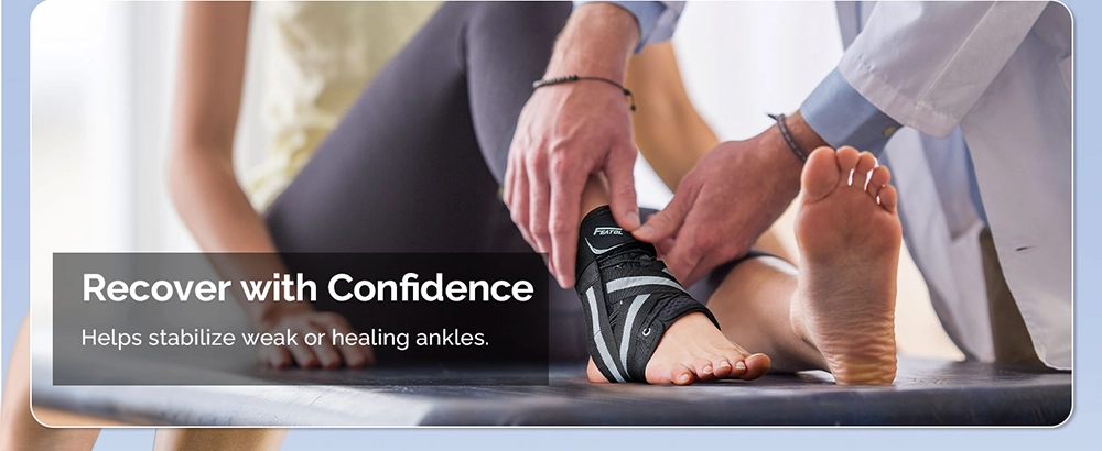 Ankle brace for home recovery and ankle stabilization