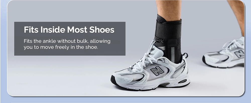 Low-profile ankle brace fits inside most shoes comfortably