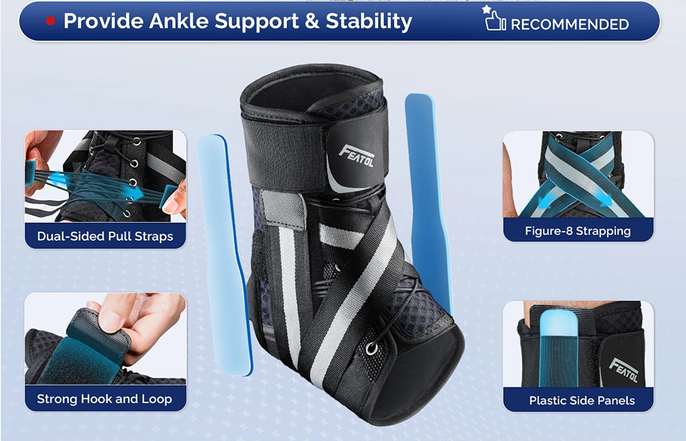 Dual-side stabilizers and figure-8 strap for ankle support and balance