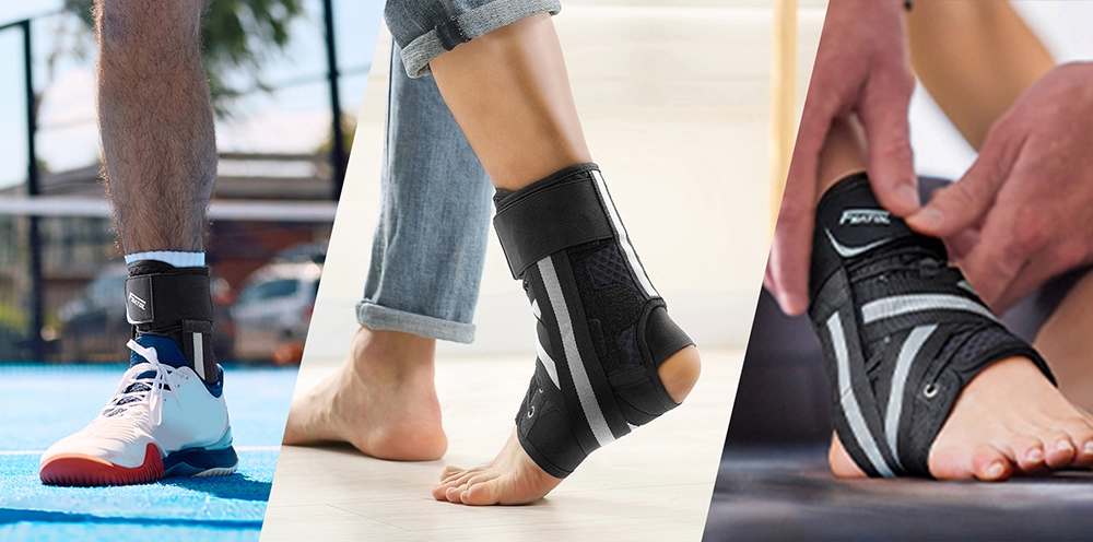 Athlete wearing the best ankle brace for sprain with figure-8 straps