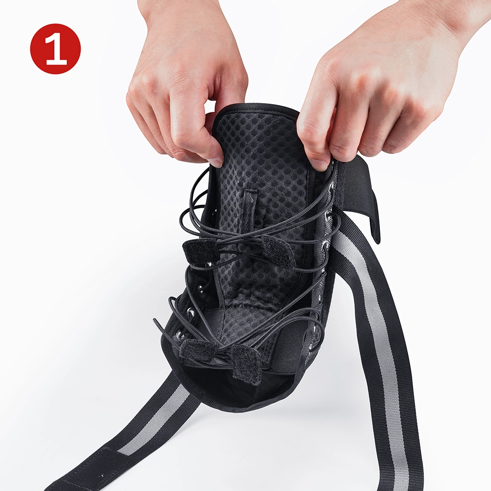 Step 1 - Loosen all laces and straps before wearing FEATOL lace-up ankle brace