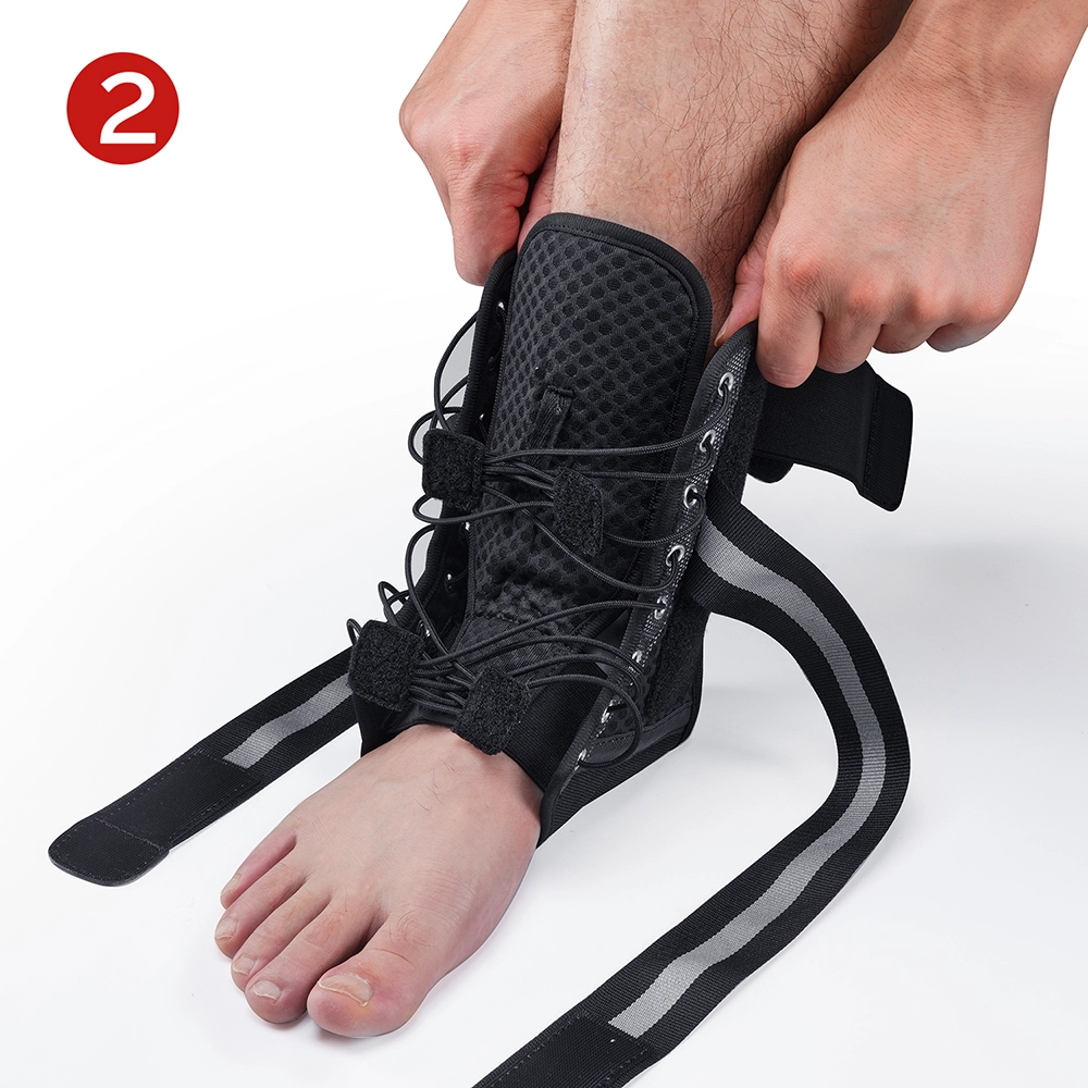 Step 2 - Put on the FEATOL lace-up ankle brace for sprained ankle
