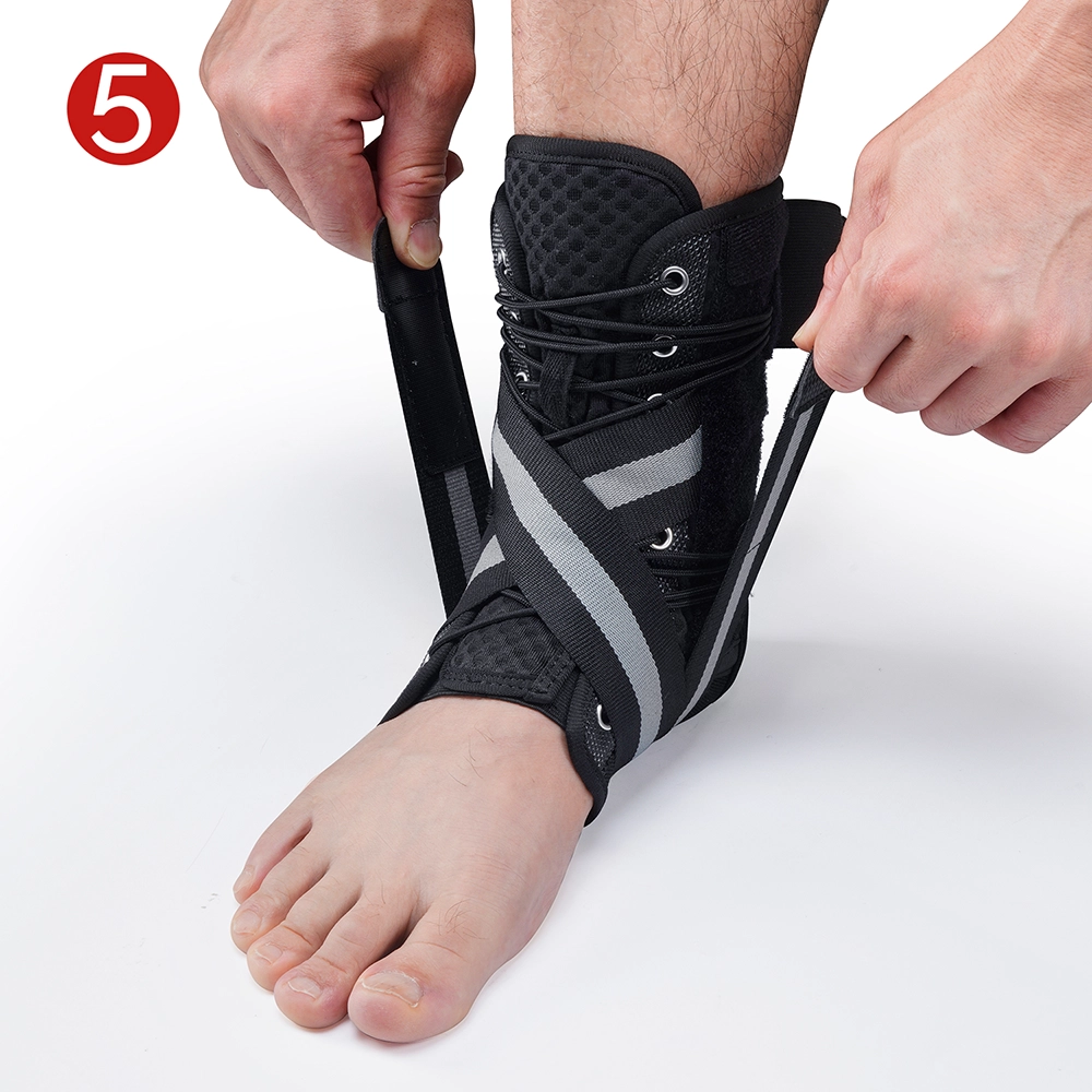 Step 5 - Cross and fasten the figure-8 straps for ankle stabilization