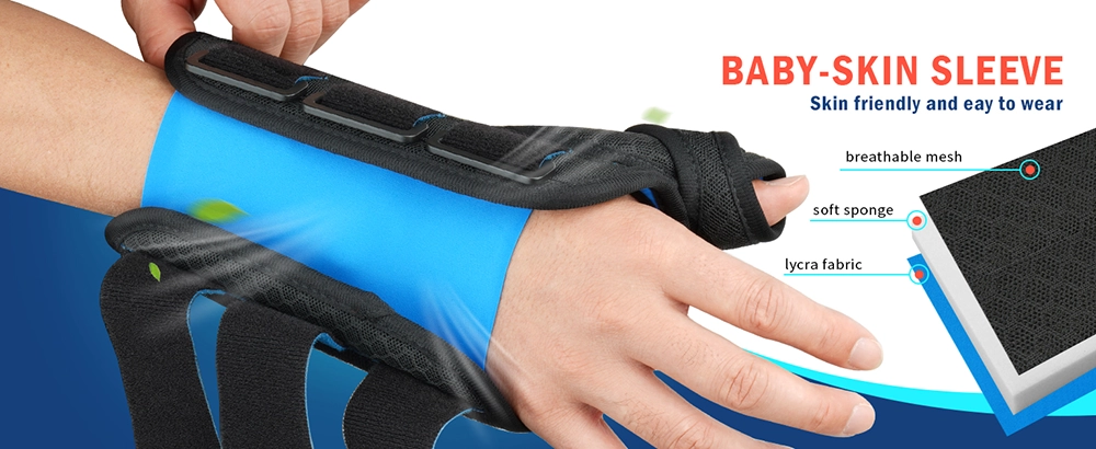 wrist and thumb brace baby skin sleeve with breathable mesh soft sponge and lycra fabric