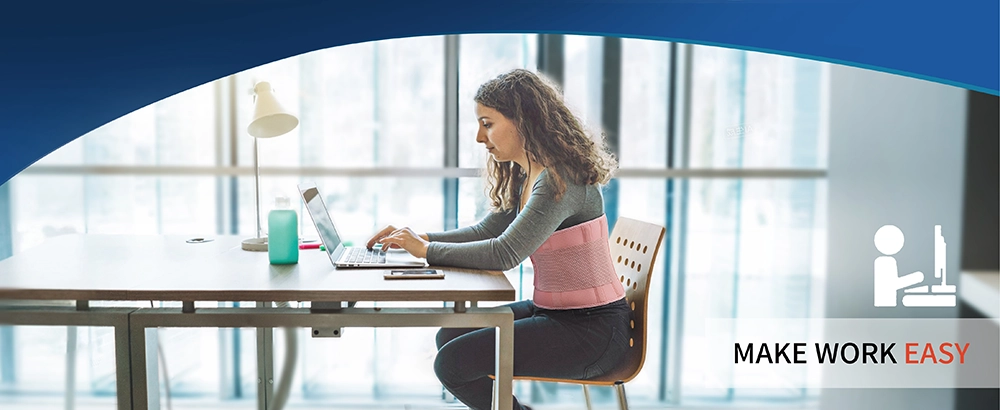 pink back brace for work and office support for women