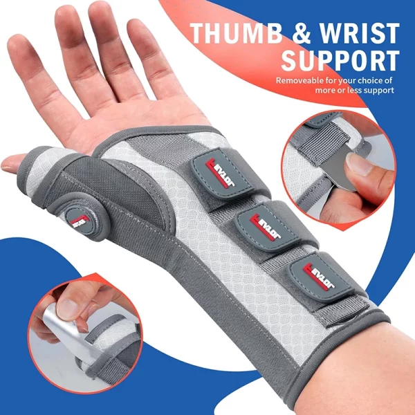 thumb and wrist support white and pink with removable stays for customizable support