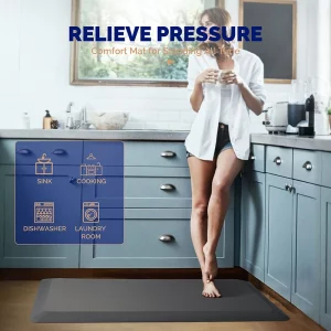 9/10 inch thick memory foam anti fatigue mat for standing desk and kitchen gray