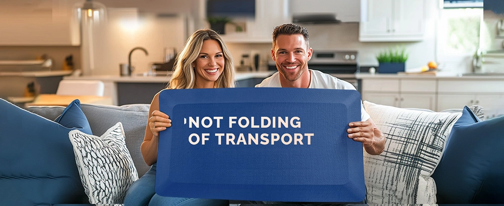 Anti fatigue floor mat blue shipped flat without folding