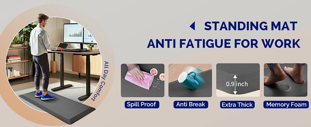 anti fatigue mat for standing desk office with extra thick memory foam gray