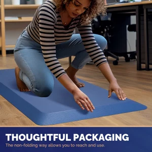 Anti fatigue standing mat blue with thoughtful non-folding packaging