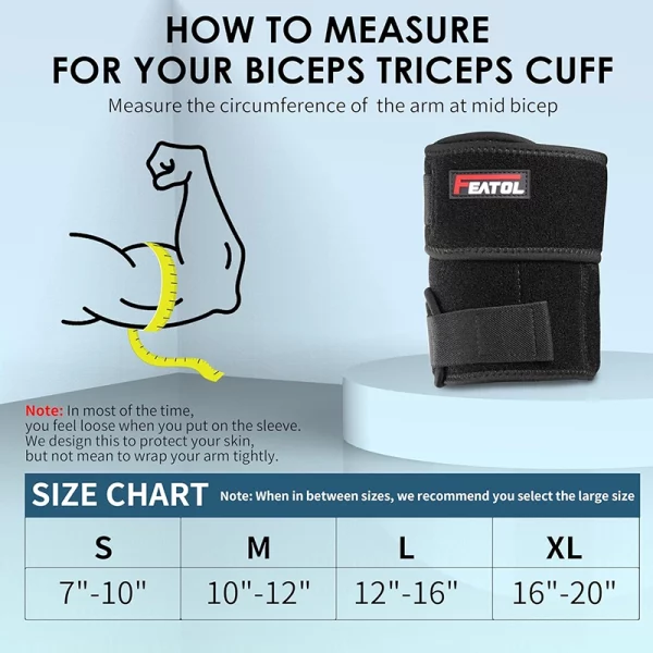 bicep brace size chart measure mid bicep circumference black