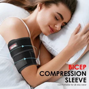 bicep compression sleeve comfortable for all day wear and night sleep black