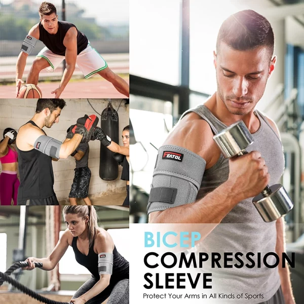 bicep compression sleeve for lifting gym and strength training gray