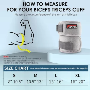 bicep tendonitis brace size chart measure mid bicep circumference gray