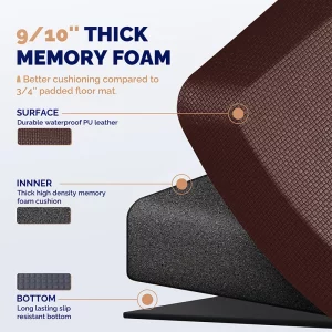 Anti fatigue mats for standing brown cushioned kitchen mat for cooking sink and laundry room