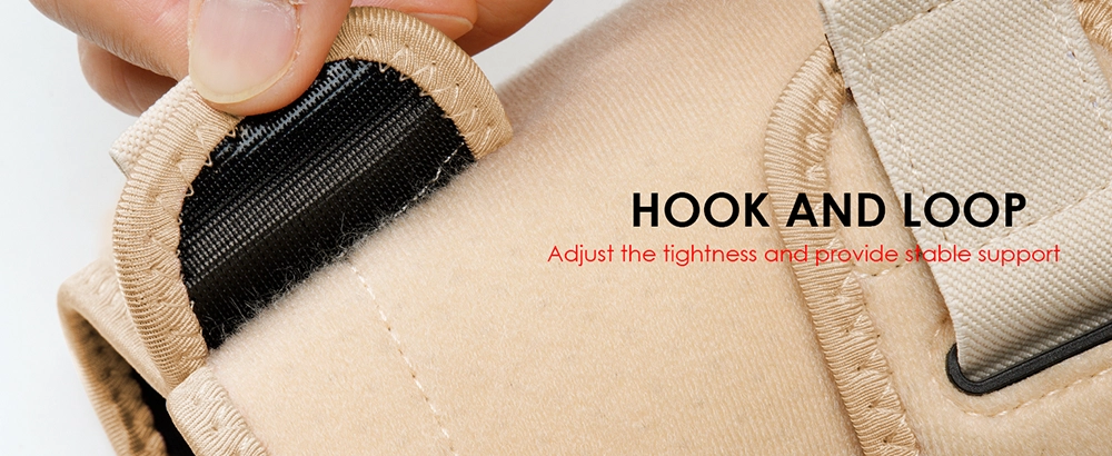 Beige upper arm compression sleeve with strong hook and loop for stable support