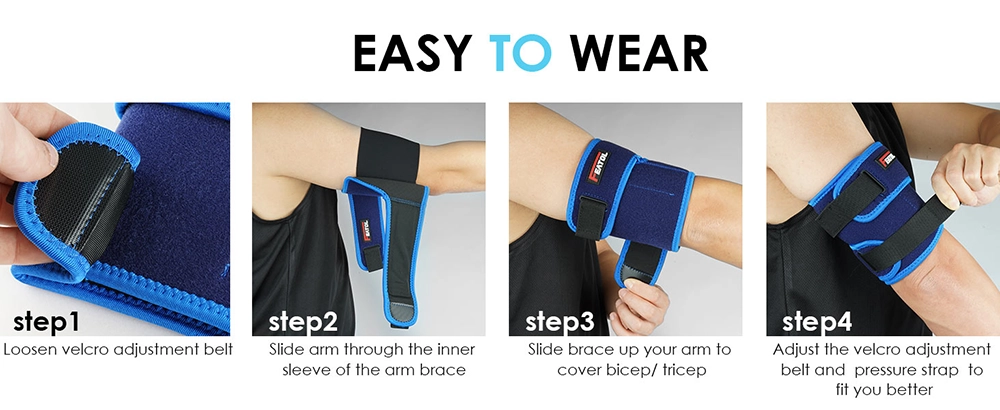 how to wear bicep brace step by step upper arm sleeve blue