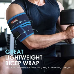 lightweight bicep support band for weightlifting and exercise blue