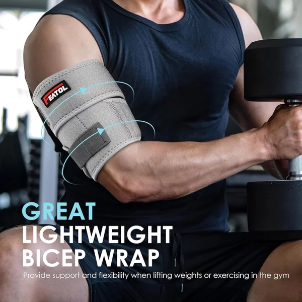 lightweight bicep support band for weightlifting and exercise gray