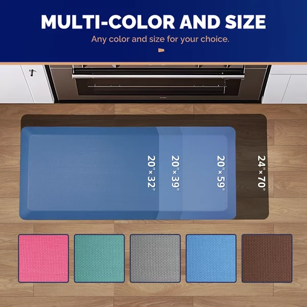 Standing desk mat blue available in multiple sizes for workspaces