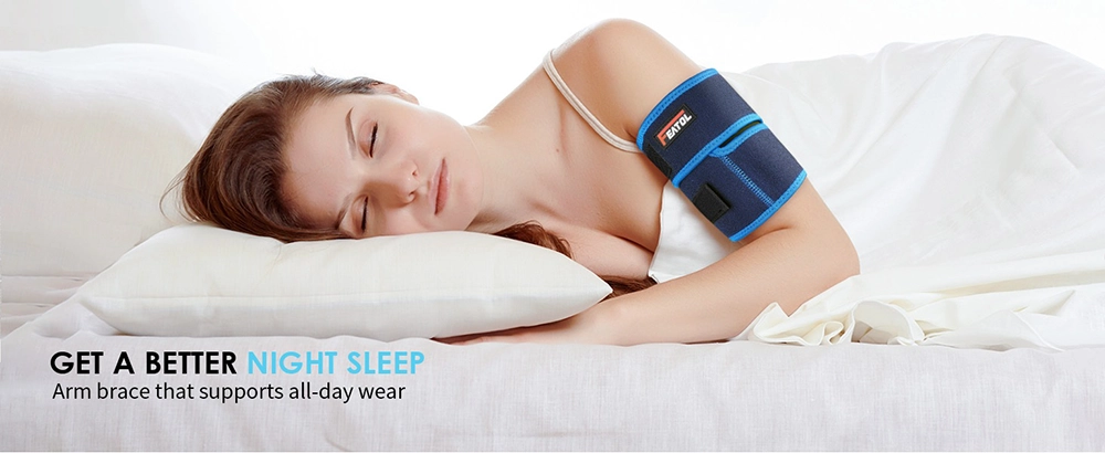 breathable upper arm brace for all day wear helps improve sleep blue