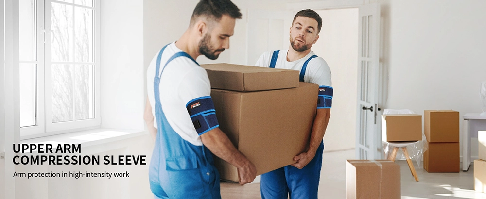 upper arm compression sleeve for men protection in high intensity work blue