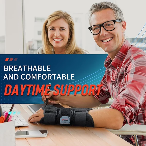 Breathable and comfortable wrist brace for daytime support at work – black